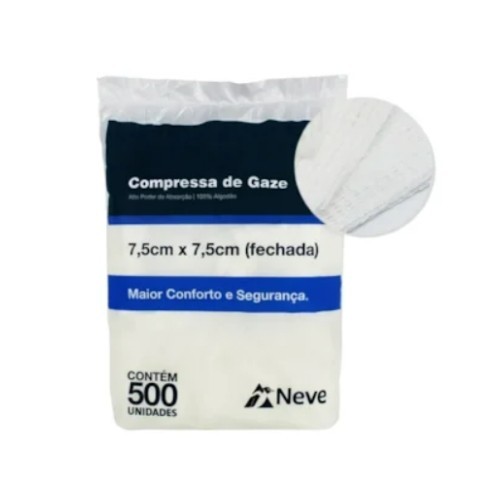 Compressa de Gaze 7,5 x 7,5 09F Não Estéril c/500 Neve